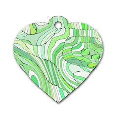 Retro Abstract Green Dog Tag Heart (two Sides) by ImpressiveMoments