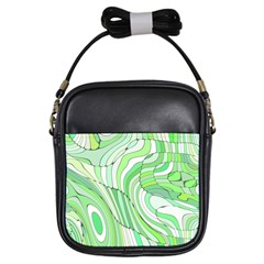 Retro Abstract Green Girls Sling Bags by ImpressiveMoments