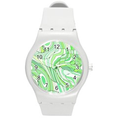 Retro Abstract Green Round Plastic Sport Watch (m) by ImpressiveMoments