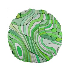 Retro Abstract Green Standard 15  Premium Round Cushions by ImpressiveMoments