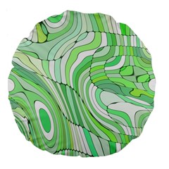 Retro Abstract Green Large 18  Premium Flano Round Cushions