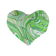 Retro Abstract Green Standard 16  Premium Flano Heart Shape Cushions