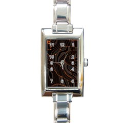 Retro Abstract Orange Black Rectangle Italian Charm Watches