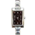 Retro Abstract Orange Black Rectangle Italian Charm Watches Front