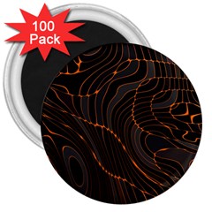 Retro Abstract Orange Black 3  Magnets (100 Pack)