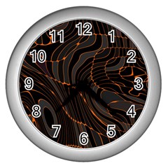 Retro Abstract Orange Black Wall Clocks (silver) 