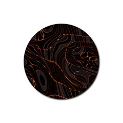 Retro Abstract Orange Black Rubber Coaster (round) 