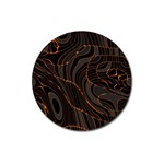 Retro Abstract Orange Black Magnet 3  (Round) Front