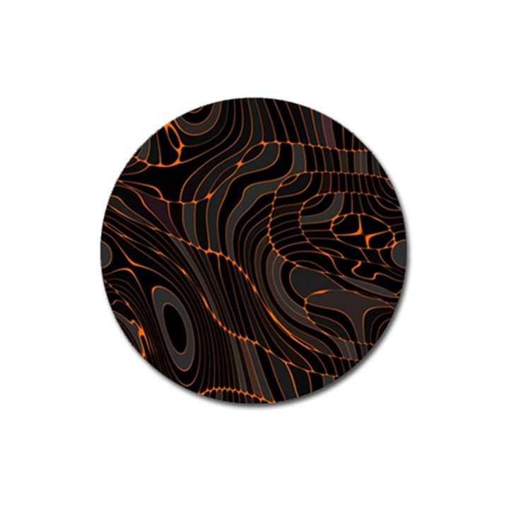 Retro Abstract Orange Black Magnet 3  (Round)