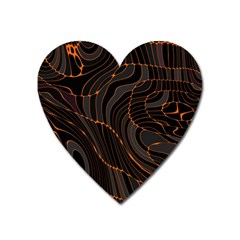 Retro Abstract Orange Black Heart Magnet