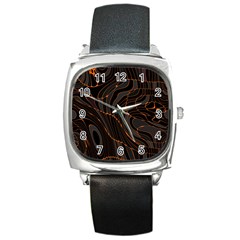 Retro Abstract Orange Black Square Metal Watches