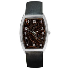 Retro Abstract Orange Black Barrel Metal Watches