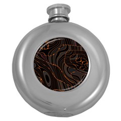 Retro Abstract Orange Black Round Hip Flask (5 Oz) by ImpressiveMoments