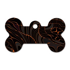 Retro Abstract Orange Black Dog Tag Bone (two Sides)