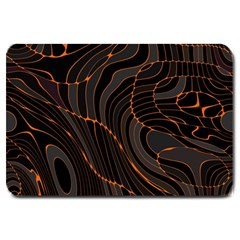 Retro Abstract Orange Black Large Doormat 