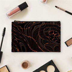 Retro Abstract Orange Black Cosmetic Bag (medium)  by ImpressiveMoments