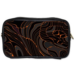 Retro Abstract Orange Black Toiletries Bags 2-side