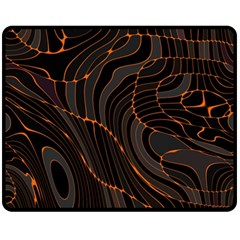 Retro Abstract Orange Black Fleece Blanket (medium) 