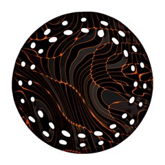 Retro Abstract Orange Black Round Filigree Ornament (2side)