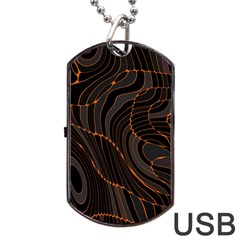 Retro Abstract Orange Black Dog Tag Usb Flash (one Side)