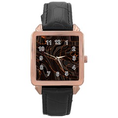 Retro Abstract Orange Black Rose Gold Watches