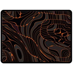 Retro Abstract Orange Black Double Sided Fleece Blanket (large) 