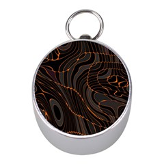 Retro Abstract Orange Black Mini Silver Compasses