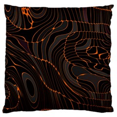 Retro Abstract Orange Black Large Flano Cushion Cases (one Side) 