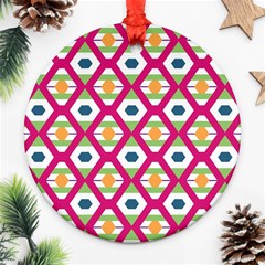 Honeycomb In Rhombus Pattern Ornament (round)