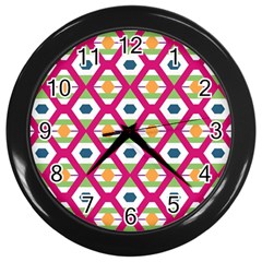 Honeycomb In Rhombus Pattern Wall Clock (black) by LalyLauraFLM