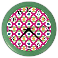 Honeycomb In Rhombus Pattern Color Wall Clock