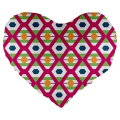 Honeycomb In Rhombus Pattern Large 19  Premium Heart Shape Cushion