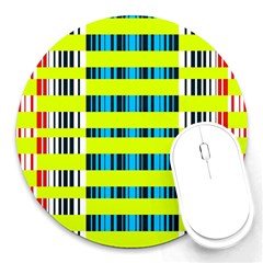 Rectangles And Vertical Stripes Pattern Round Mousepad