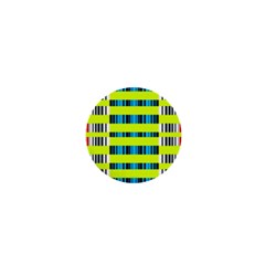 Rectangles And Vertical Stripes Pattern 1  Mini Button by LalyLauraFLM