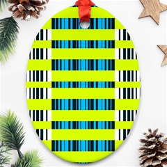 Rectangles And Vertical Stripes Pattern Ornament (oval) by LalyLauraFLM