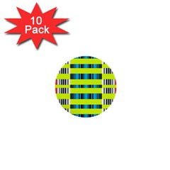 Rectangles And Vertical Stripes Pattern 1  Mini Button (10 Pack) 