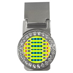 Rectangles And Vertical Stripes Pattern Money Clip (cz)