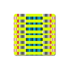 Rectangles And Vertical Stripes Pattern Magnet (square)