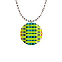 Rectangles And Vertical Stripes Pattern 1  Button Necklace