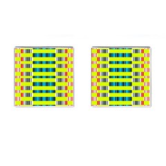 Rectangles And Vertical Stripes Pattern Cufflinks (square)