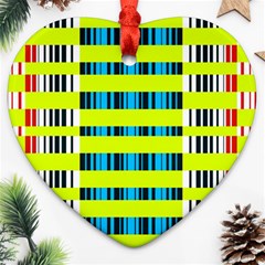 Rectangles And Vertical Stripes Pattern Heart Ornament (two Sides) by LalyLauraFLM