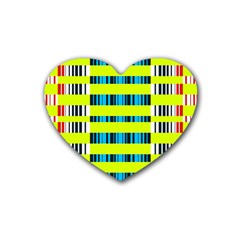 Rectangles And Vertical Stripes Pattern Heart Coaster (4 Pack)