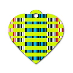 Rectangles And Vertical Stripes Pattern Dog Tag Heart (one Side)