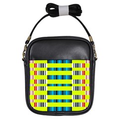 Rectangles And Vertical Stripes Pattern Girls Sling Bag