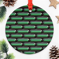 Green 3d Rectangles Pattern Ornament (round)