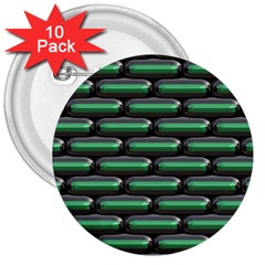 Green 3d Rectangles Pattern 3  Button (10 Pack)