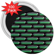 Green 3d Rectangles Pattern 3  Magnet (100 Pack)