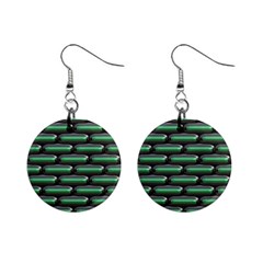 Green 3d Rectangles Pattern 1  Button Earrings