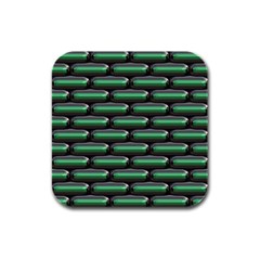 Green 3d Rectangles Pattern Rubber Square Coaster (4 Pack)