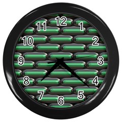 Green 3d Rectangles Pattern Wall Clock (black)